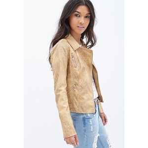 Forever 21 camel Convertible Moto Jacket- S